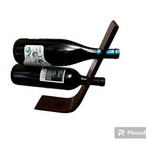 WOOD GRAVITY Balancing Board Wine Bottle Holder Dual Bottle Floating Bottle